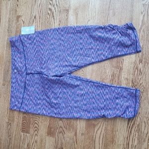 (2XL) NWT Denver Hayes Blue Marine Heathered Stretchy Capri Leggings w/Ruching